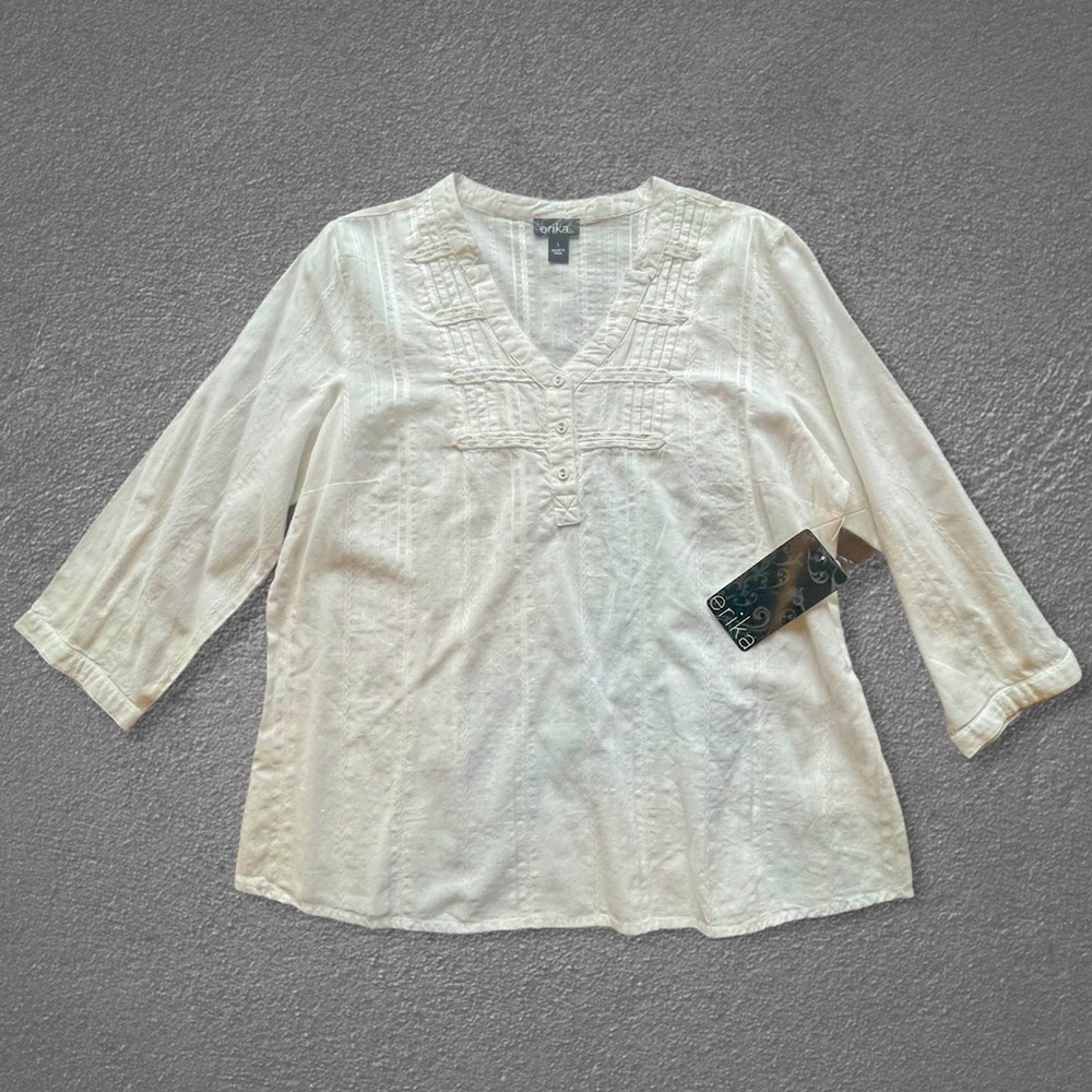 Erika White Blouse L NEW — Beautiful!